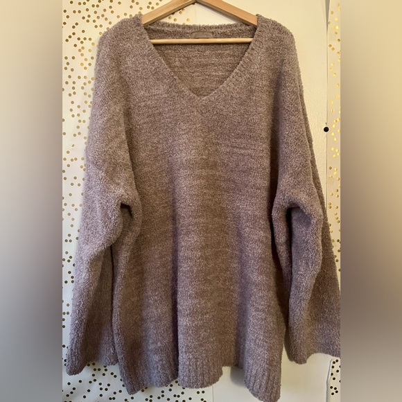Barefoot Dreams V-Neck Sweater - Soft Brown - Picture 1 of 8